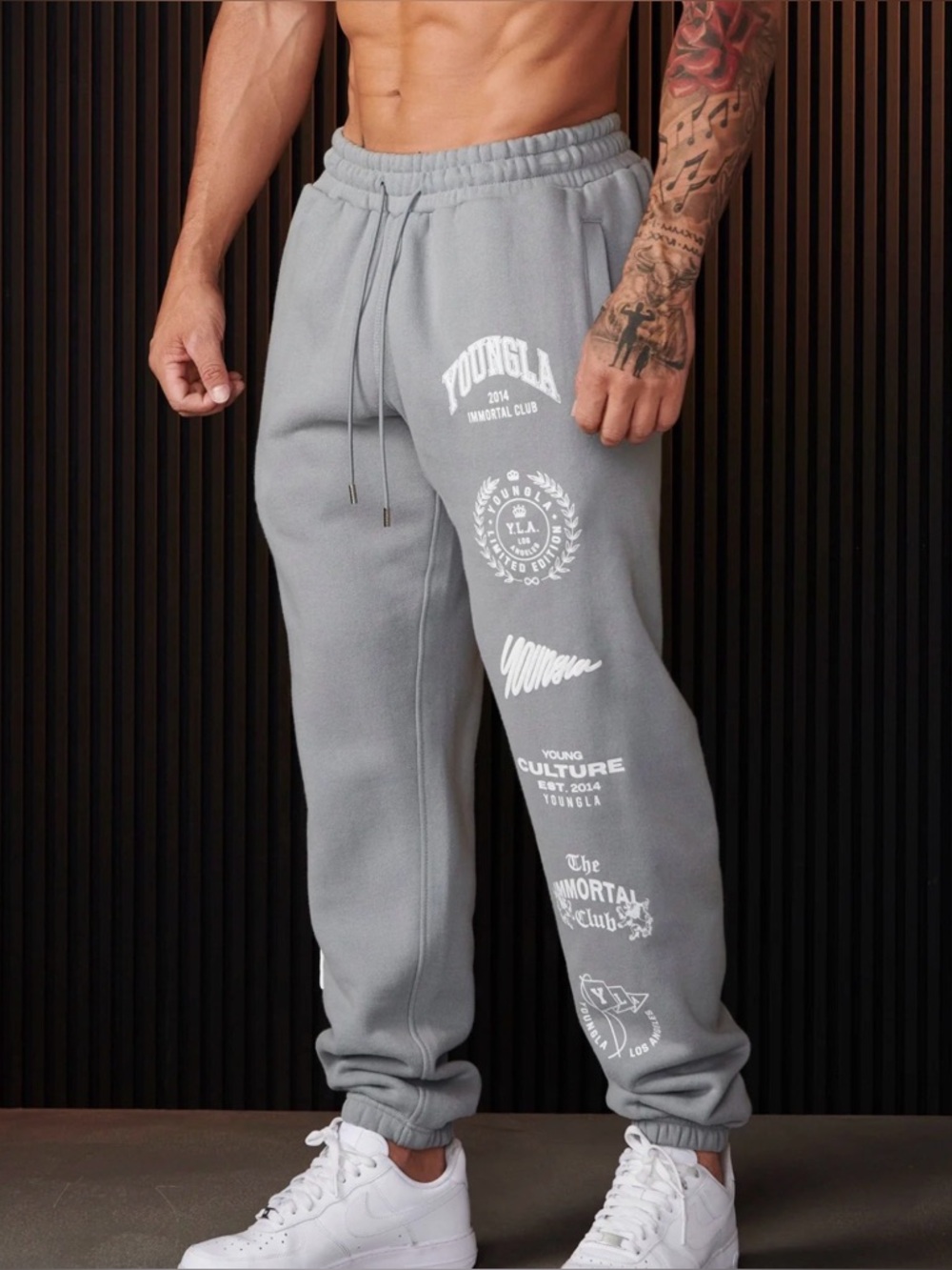 NWOT- YoungLA Gray Immortal Graphic Jogger Sweatpants.